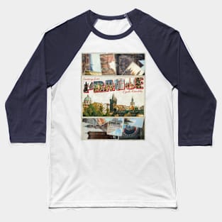 Greetings from Prague in Czech Republic Vintage style retro souvenir Baseball T-Shirt